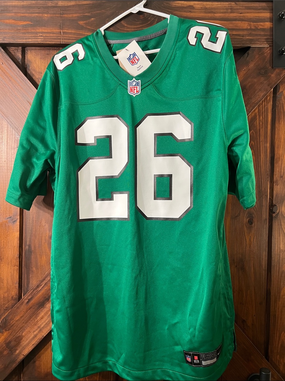 NFL Eagles Kelly Green Barkley Team Apparel Jersey with White Number Accents